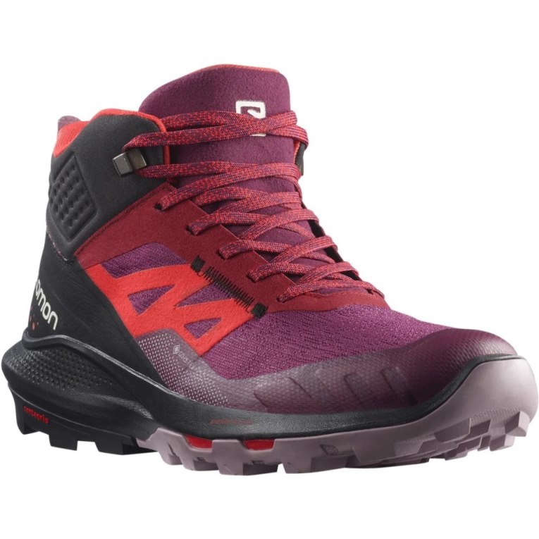 Botas Montaña Salomon Outpulse Mid GTX Mujer Fucsia Rojos Negros | MX ZDCH807
